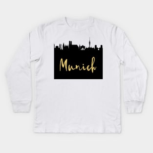 MUNICH GERMANY DESIGNER SILHOUETTE SKYLINE ART Kids Long Sleeve T-Shirt